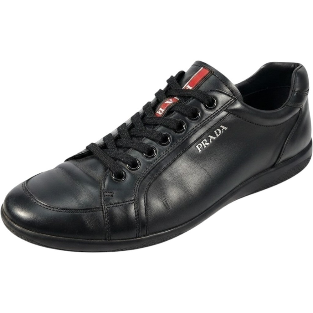 Prada Linea Rossa Black Leather Men's Sneakers 4E 2439 Size 11 Luxury Shoes